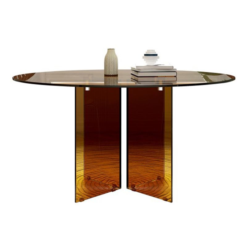 Round Glass Dining Table Modern Style Dining Table for Home Use Clearhalo 'Dining Tables & Seating' 'Dining Tables' 'dining_table' 'furn' 'furn_dining_table' 'Furniture' 'furniture_dining_table' 'Kitchen & Dining Furniture' 'kitchen' 'kitchen_dining_table' 1200x1200_050049c3-ec63-446e-a265-09aeb505ea9c
