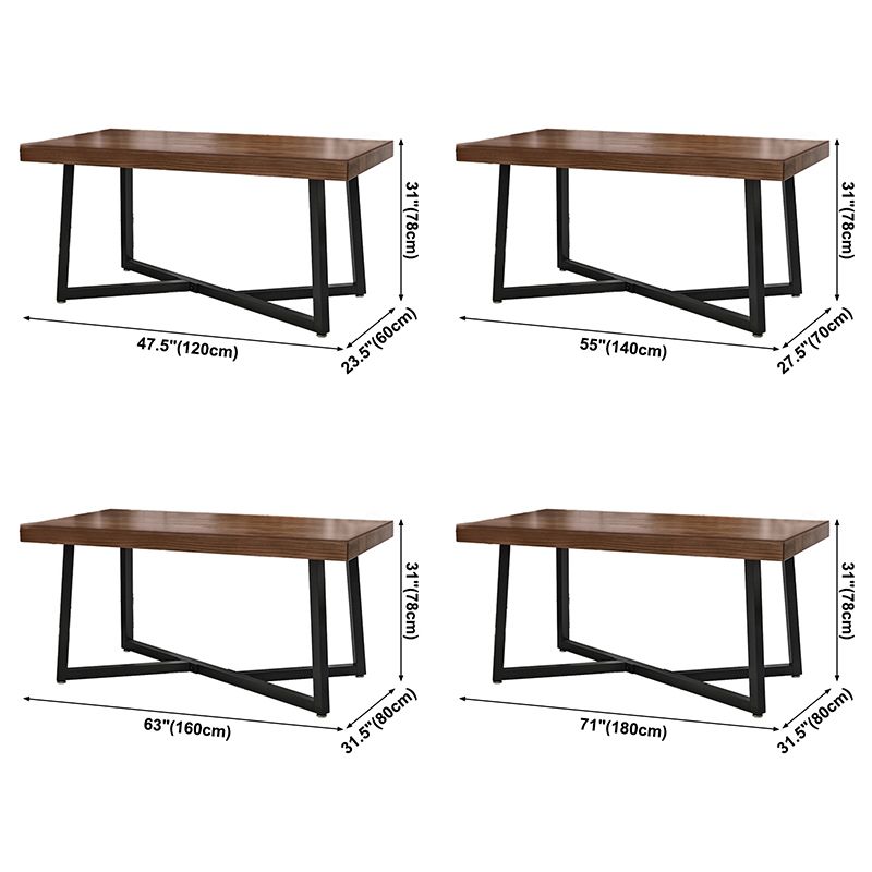 Industrial Solid Wood Dining Table Brown Rectangle Table with Metal Base for Dinning Room Clearhalo ' dining_table' 'Dining Tables & Seating' 'Dining Tables' 'furn' 'furn_dining_table' 'Furniture' 'furniture_dining_table' 'Kitchen & Dining Furniture' 'kitchen&dining_furn' 'kitchen' 'kitchen_dining_table' 1200x1200_050337c2-b7f7-4e36-9293-49069e5504ac