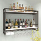 Modern Wall Mounted Wine Racks Metal Wine Jail With Glass Holder & Storage Shelf Clearhalo 'furn' 'furn_wine_racks' 'Furniture' 'Kitchen & Dining Furniture' 'Wine Racks' 'wine_racks' 1200x1200_05042f5b-accd-4cdc-a2b7-9bcd91366ebc