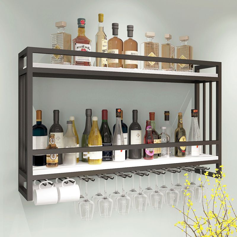 Modern Wall Mounted Wine Racks Metal Wine Jail With Glass Holder & Storage Shelf Clearhalo 'furn' 'furn_wine_racks' 'Furniture' 'Kitchen & Dining Furniture' 'Wine Racks' 'wine_racks' 1200x1200_05042f5b-accd-4cdc-a2b7-9bcd91366ebc