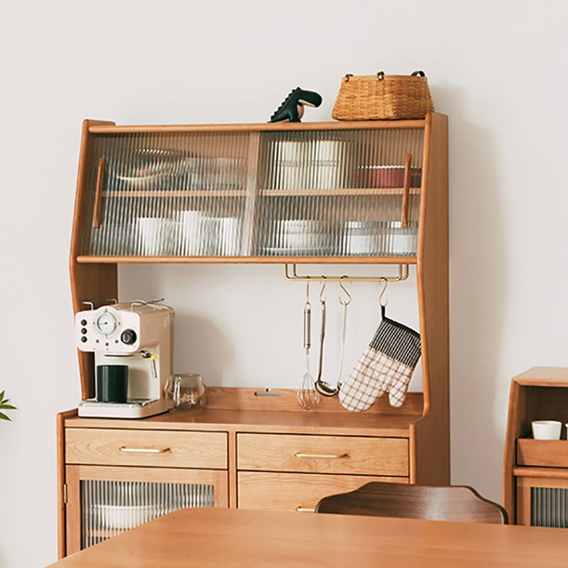 Living Room Glam Style Wood Top Cupboard 66-inch Height Glass Doors Kitchen Table Clearhalo 'buffet_sideboard' 'Buffets & Sideboards' 'furn' 'furn_buffet_sideboard' 'Furniture' 'furniture_buffet_sideboard' 'Kitchen & Dining Furniture' 1200x1200_050492e8-1d7f-4523-95cf-03b101747823