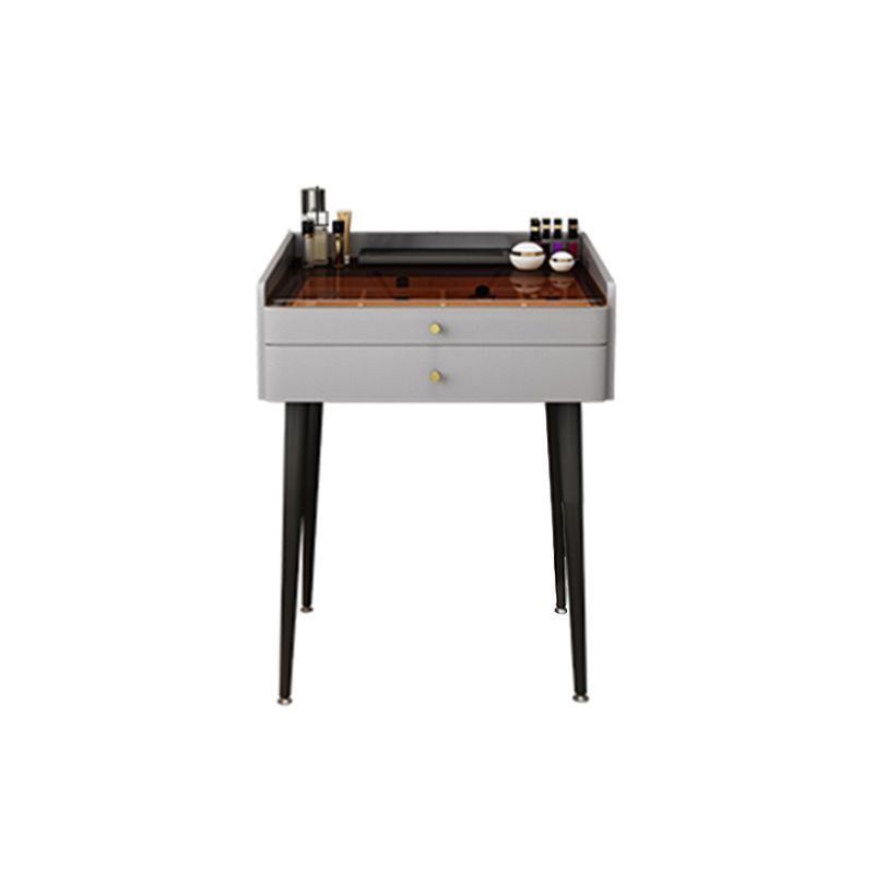 Modern Glass Top Makeup Vanity Table in Gray with Storage Drawers Clearhalo 'Bedroom Furniture' 'furn' 'furn_makeup_vanities' 'Furniture' 'Makeup Vanities' 'makeup_vanities' 1200x1200_0507eaa5-7ad2-402e-81be-3faeb9009512