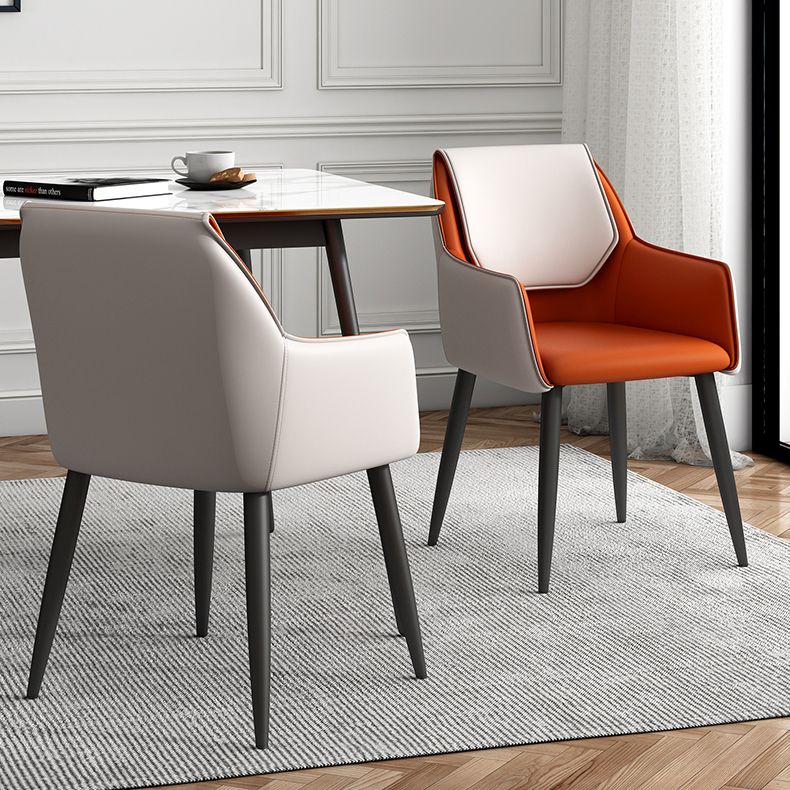 Contemporary Metal Dining Room Armchairs Leather Upholstered Side Chairs for Home Use Clearhalo ' kitchen&dining_furn' 'Dining Chairs' 'Dining Tables & Seating' 'dining_chair' 'furn' 'furn_dining_chair' 'Furniture' 'furniture_dining_chair' 'Kitchen & Dining Furniture' 'kitchen' 1200x1200_05084ec5-8a68-492c-9650-959bdbb720e3