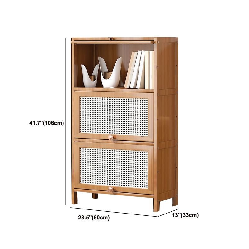 13 "brede houten boekenkast bamboe lichtbruine boekenplank met deuren