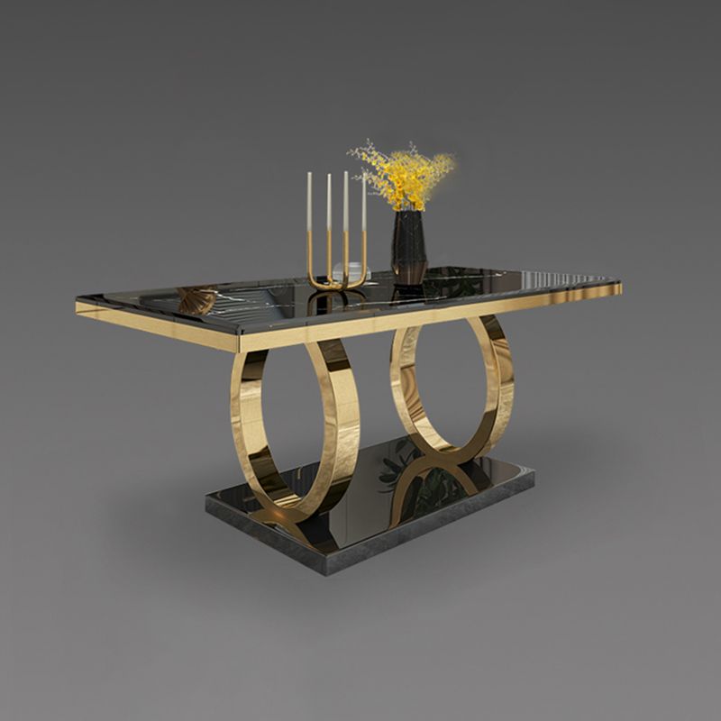 Rectangle Traditional Luxury Dining Table Sintered Stone Table with Gold Trestle Base Clearhalo ' dining_table' 'Dining Tables & Seating' 'Dining Tables' 'furn' 'furn_dining_table' 'Furniture' 'furniture_dining_table' 'Kitchen & Dining Furniture' 'kitchen&dining_furn' 'kitchen' 'kitchen_dining_table' 1200x1200_050f151b-372c-48aa-9dbc-784f3739c383