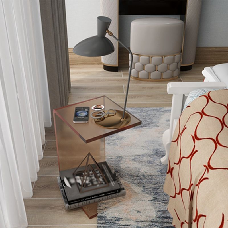 Style moderne Smoky Gris / brun / transparent / bleu Table d'appoint acrylique Tableau rectangle