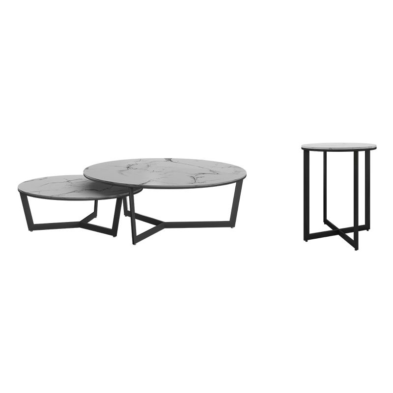 Contemporary Frame Coffee Table Round Slate Top Cocktail Table Clearhalo 'Coffee & Accent Tables' 'Coffee Tables' 'coffee_tables' 'furn' 'furn_coffee_tables' 'Furniture' 'Living Room Furniture' 1200x1200_0511a5cd-f2eb-4d71-b1d5-6e415199a1c6