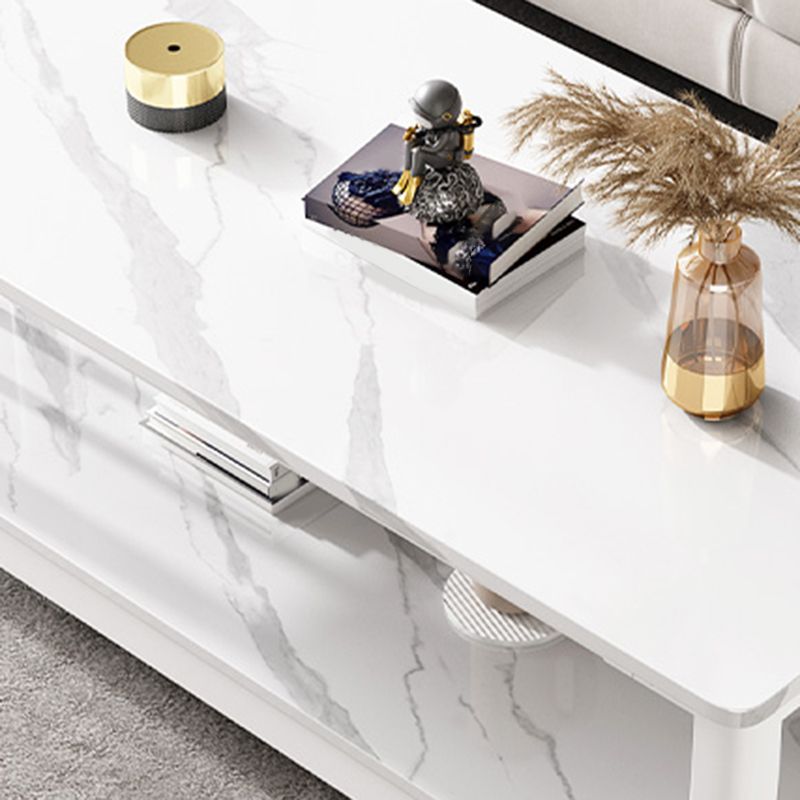 Slate 4 Legs Coffee Table Rectangle Single Coffee Table with Shelf Clearhalo 'Coffee & Accent Tables' 'Coffee Tables' 'coffee_tables' 'furn' 'furn_coffee_tables' 'Furniture' 'Living Room Furniture' 1200x1200_0512a4df-acb3-4164-95c7-e6873d266f1c