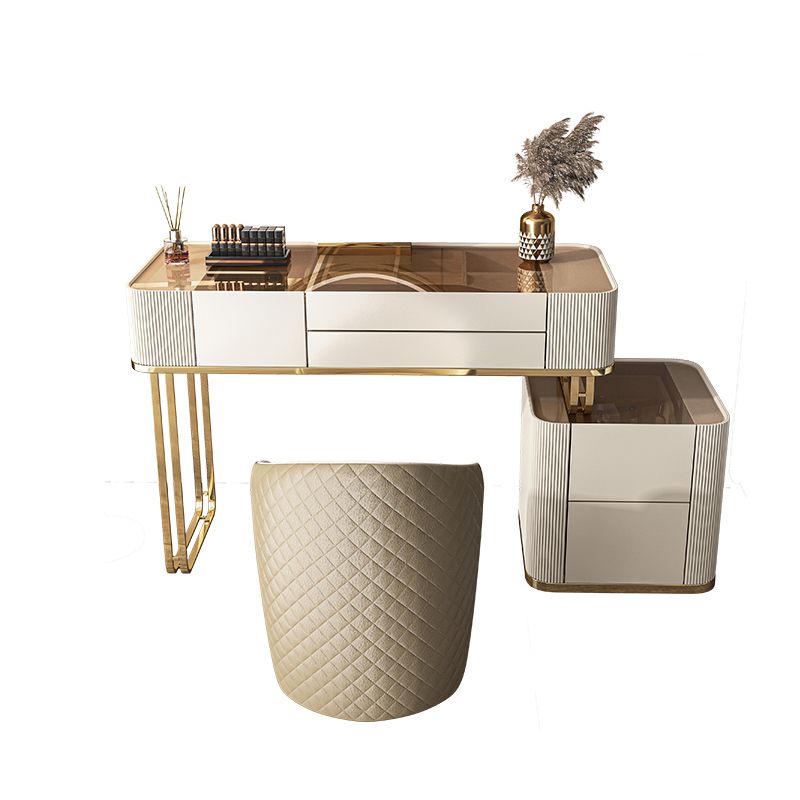 Tavolo da toeletta a specchio illuminato dimmabile con 5 cassetti in vetro/pietra vanità per trucco top