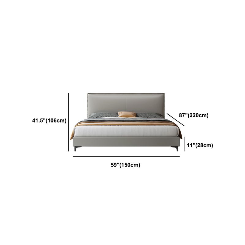 Grey Wooden Standard Bed with Rectangular Leather Panel Headboard Clearhalo 'Bedroom Furniture' 'Beds' 'furn' 'furn_beds' 'Furniture' 1200x1200_0517b931-4b1f-48f9-9ae7-4c7842ef7403