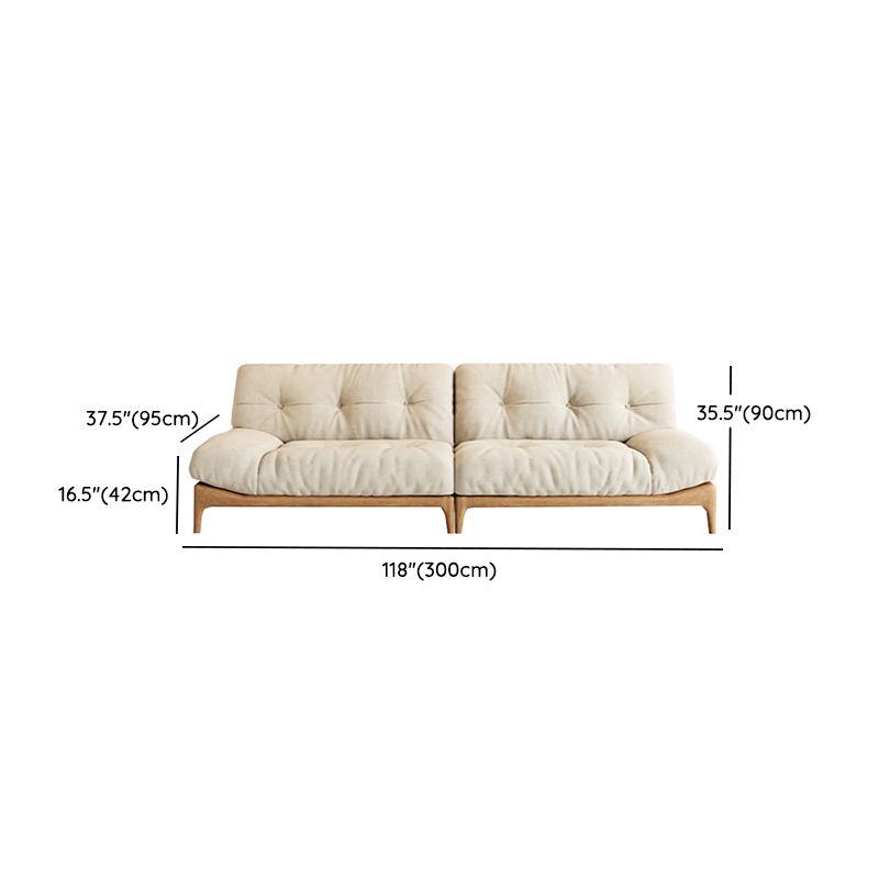 Cream Tufted Armless Sofa Wooden Frame Settee in Ash with Footrest Clearhalo 'furn' 'furn_sofas' 'Furniture' 'Living Room Furniture' 'Sofa' 'sofas' 1200x1200_051995bf-0012-40b9-8c05-d9eccf669e45