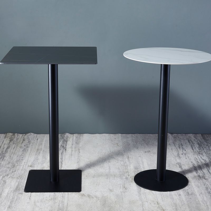Industrial Black Iron Bar Dining Table Stone Top Engineered Wood Indoor Bistro Table Clearhalo 'Bar Furniture' 'Bar Tables' 'bar_tables' 'furn' 'furn_bar_tables' 'Furniture' 'furniture_bar_tables' 'Kitchen & Dining Furniture' 1200x1200_051ac155-fd68-4e80-b1a0-cc1f2060d9ee