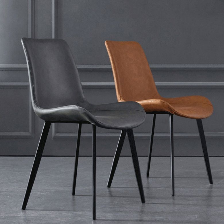 Silla de comedor de comedor de cuero sintética contemporánea para uso en el hogar
