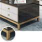 Glam Glass TV Stand Console Enclosed Storage TV Media Stand with Drawers for Living Room