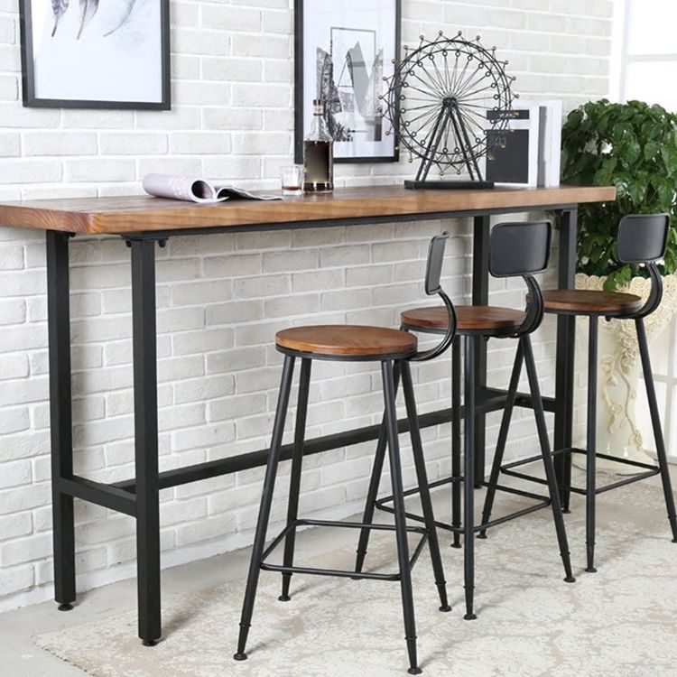 Table de la hauteur du comptoir rectangle intérieur Trestle en bois massif comptoir naturel