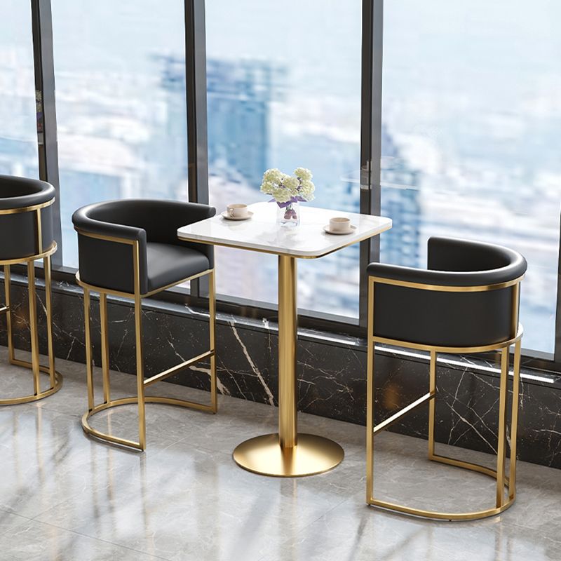 White Stone Bar Dining Table Traditional Luxury Bar Table with Gold Base Clearhalo 'Bar Furniture' 'Bar Tables' 'bar_tables' 'furn' 'furn_bar_tables' 'Furniture' 'Kitchen & Dining Furniture' 1200x1200_051c4ce4-82de-45b4-afd4-0984954329d7