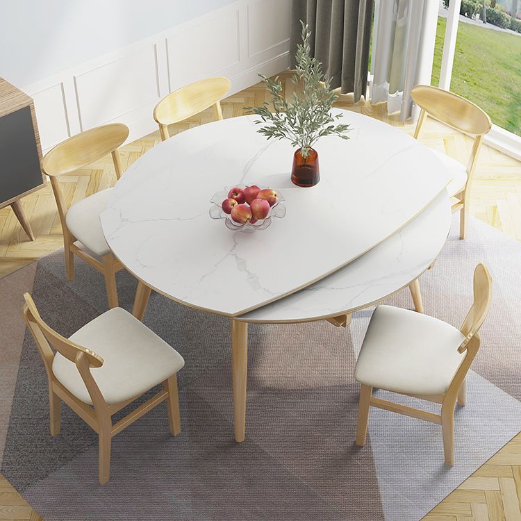 Modern Adjustable Dining Table Stone and Solid Wood Tripod Home Kitchen Table Clearhalo 'Dining Tables & Seating' 'Dining Tables' 'dining_table' 'furn' 'furn_dining_table' 'Furniture' 'furniture_dining_table' 'Kitchen & Dining Furniture' 'kitchen' 'kitchen_dining_table' 1200x1200_051d4a4c-a0bf-41e6-99a1-acb7293cde4d