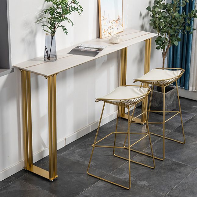 Glam Marble Counter Table with Rectangle Table Top Sled Table - 41.3" H Clearhalo 'Bar Furniture' 'Bar Tables' 'bar_tables' 'furn' 'furn_bar_tables' 'Furniture' 'furniture_bar_tables' 'Kitchen & Dining Furniture' 1200x1200_051d6d80-947f-41e7-afd8-5a8fa01498e9