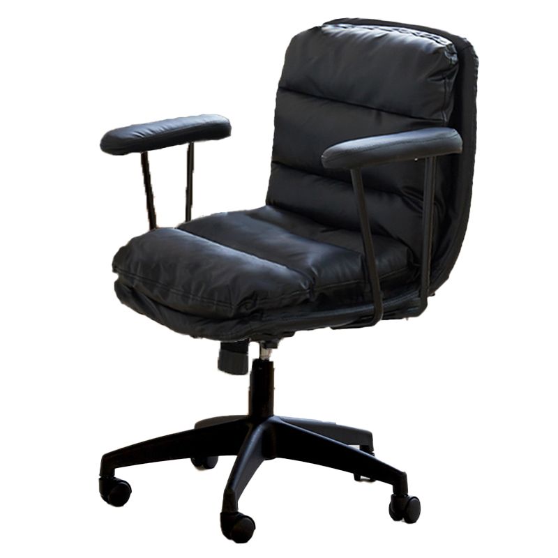 Modern Padded Arms Office Chair Leather Tilt Mechanism No Distressing Ergonomic Desk Chair