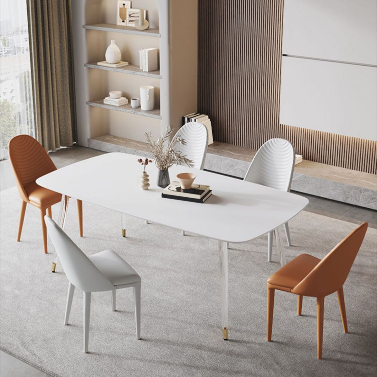 Medieval Rectangle Dining Table Sintered Stone Table with Plastic Legs Clearhalo 'Dining Tables & Seating' 'Dining Tables' 'dining_table' 'furn' 'furn_dining_table' 'Furniture' 'Kitchen & Dining Furniture' 1200x1200_051dc113-582e-4e11-9ada-b30975606f2f