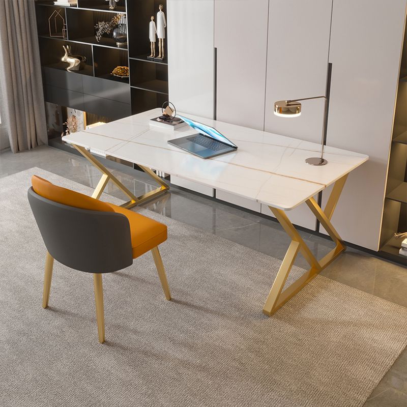 29.53 "H Glam Office Desk Antieke afwerking Rechthoekige computerbureau