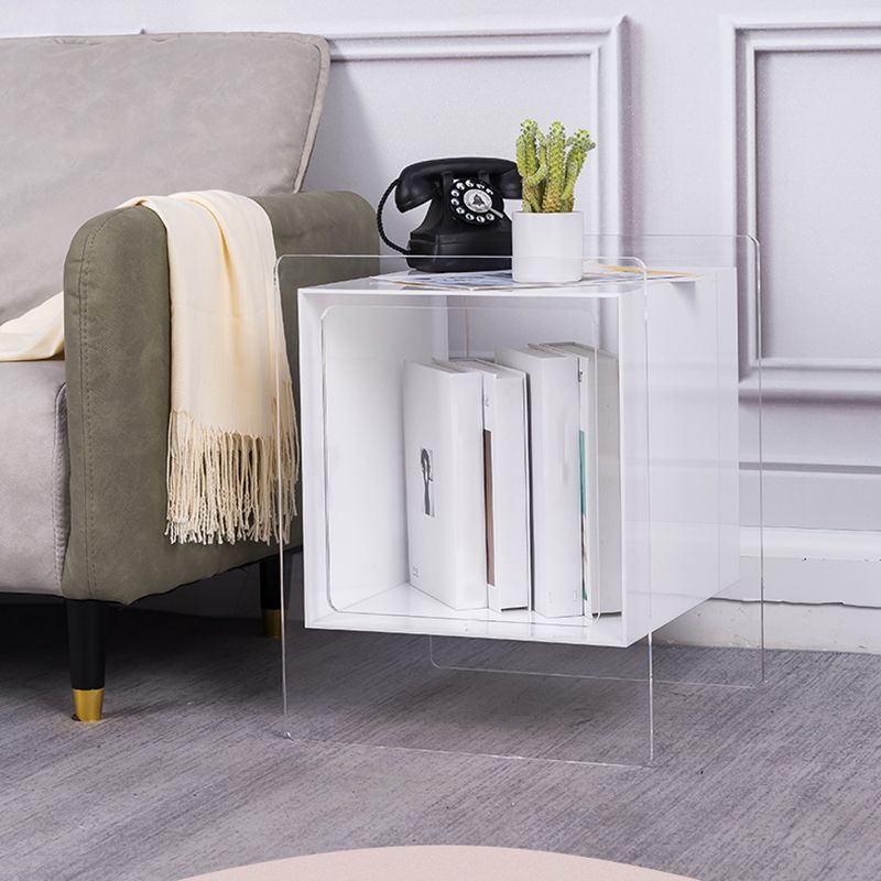 Modern Square End Table Double Tier Corner Table with Storage Clearhalo 'Coffee & Accent Tables' 'End & Side Tables' 'end_side_tables' 'furn' 'furn_end_side_tables' 'Furniture' 'Living Room Furniture' 1200x1200_051fb9d7-ca96-4e20-bd88-c2ebf2e6de7f
