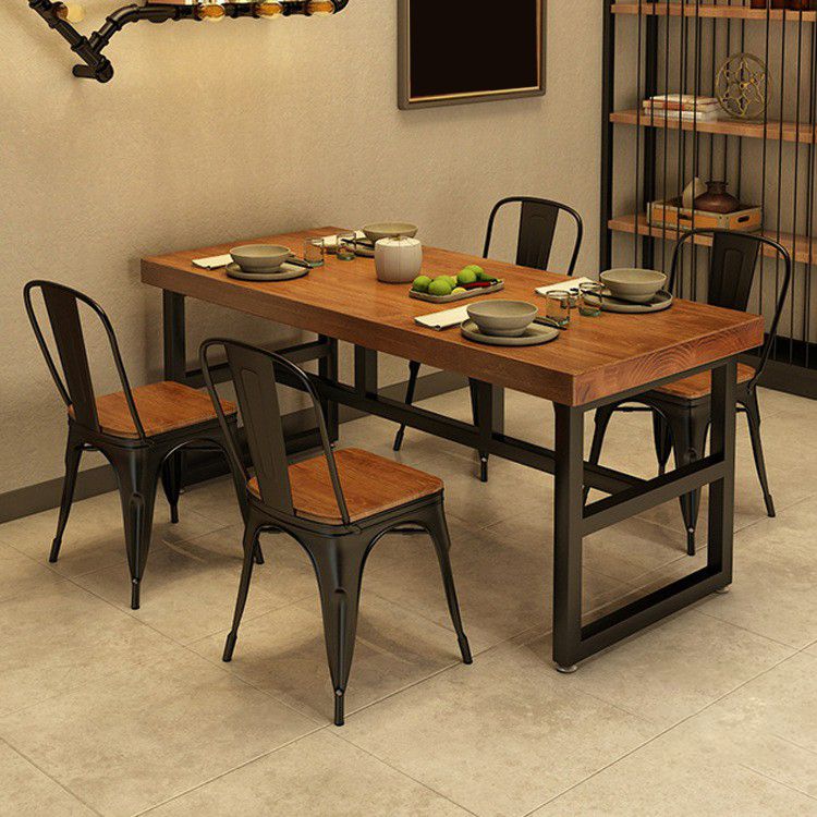 Industrial Standard Dining Room Set with Wood Top and Trestle Base Kitchen Table Set Clearhalo 'Dining Room Sets' 'Dining Tables & Seating' 'dining_room_set' 'furn' 'furn_dining_room_set' 'Furniture' 'furniture_dining_room_set' 'Kitchen & Dining Furniture' 'kitchen&dining_furn' 'kitchen' 1200x1200_05210e17-9e8c-4ffc-a903-21b5b4f62069