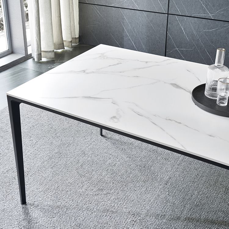 Simple Sintered Stone Top White Dining Table Rectangle Shape Dining Table for Kitchen Clearhalo ' dining_table' 'Dining Tables & Seating' 'Dining Tables' 'Furniture' 'furniture_dining_table' 'Kitchen & Dining Furniture' 'kitchen&dining_furn' 'kitchen' 'kitchen_dining_table' 1200x1200_0521e28b-0582-4d27-9ba5-864d74f7d877