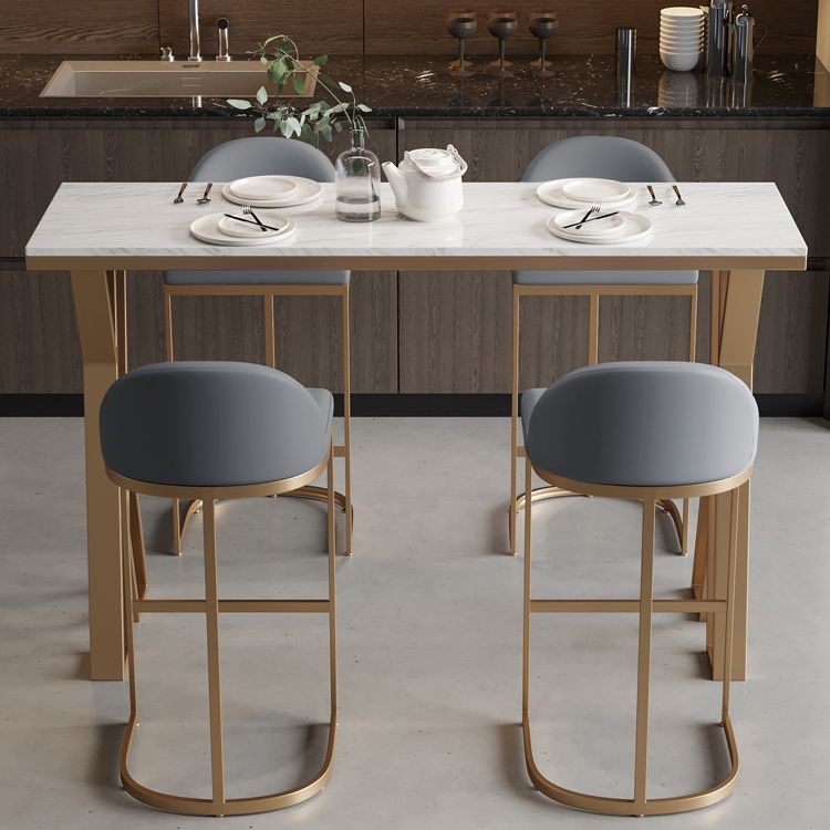 Tavolo da pranzo in pietra di pietra sinterizzata tavolo da bar lussuoso con doppio piedistallo in oro