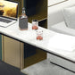 Mesa de bar industrial, altura de barra rectangular, mesa de pub con tapa de piedra para interiores