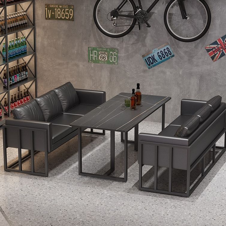 Industrial Sintered Stone Dinner Room Kitchen Table Black Sled Table for Dining Room Clearhalo ' dining_table' 'Dining Tables & Seating' 'Dining Tables' 'furn' 'furn_dining_table' 'Furniture' 'furniture_dining_table' 'Kitchen & Dining Furniture' 'kitchen&dining_furn' 'kitchen' 'kitchen_dining_table' 1200x1200_052549c9-46db-463b-abb0-958bbee48c3b