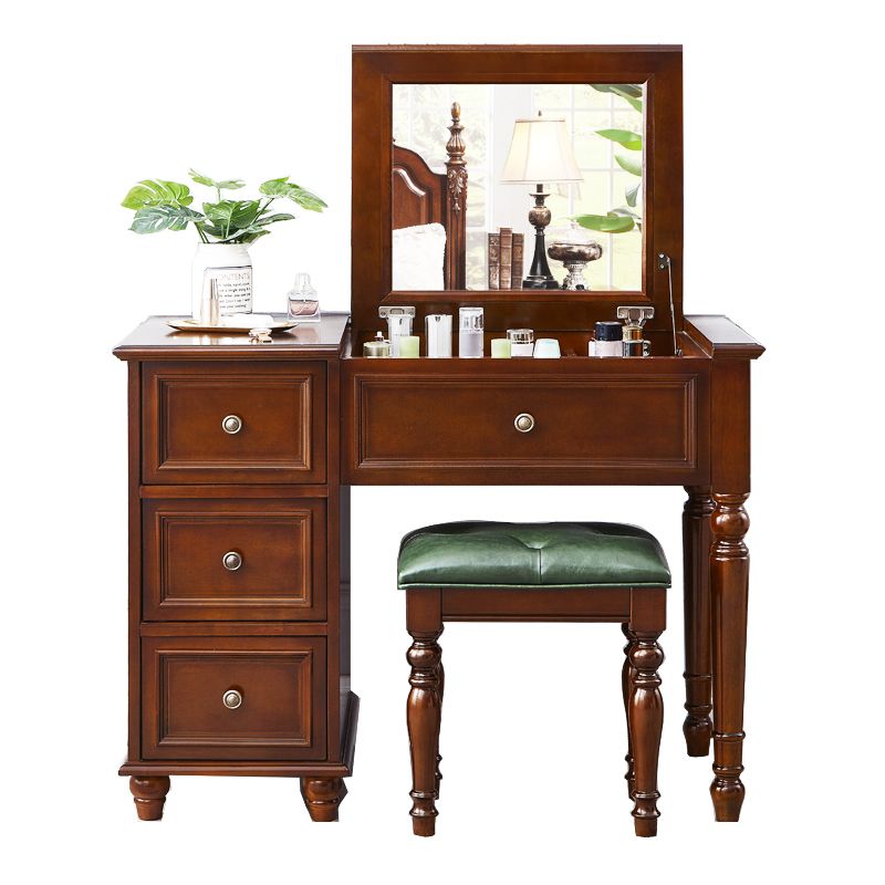 Magno de tocador de maquillaje de madera sólida tradicional tocador de tocador de dormitorio con cajón