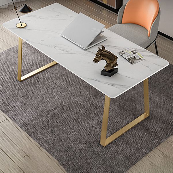 Glam 29.53-inch Tall Writing Desk 1-plank Stone Office Desk met slee-basis