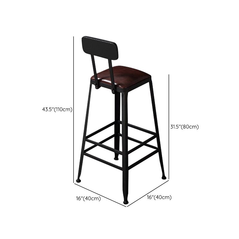 Contemporary Square Dining Stools Metal Bar Stools with Metal Base