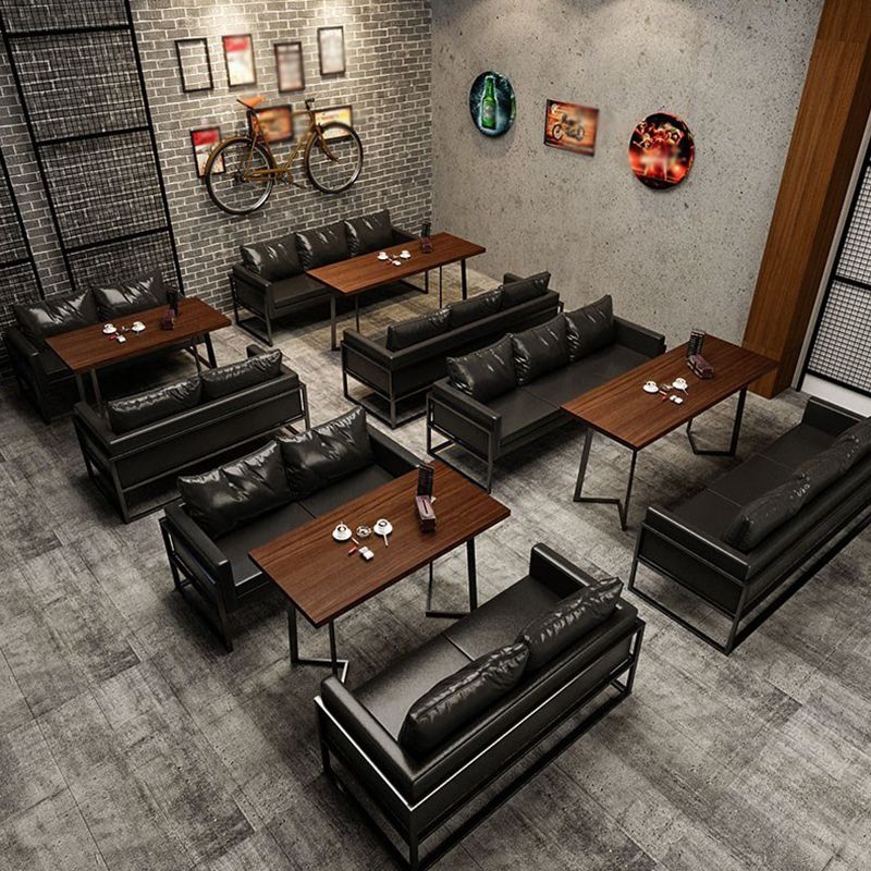 Industrial Solid Wood Dinner Room Kitchen Table Brown Table with Black Frame Clearhalo ' dining_table' 'Dining Tables & Seating' 'Dining Tables' 'furn' 'furn_dining_table' 'Furniture' 'furniture_dining_table' 'Kitchen & Dining Furniture' 'kitchen&dining_furn' 'kitchen' 'kitchen_dining_table' 1200x1200_0529dd61-ab4b-4f37-ad54-88ac0dc43853