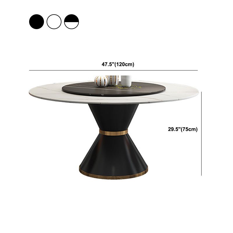 Contemporary Style Round Dining Table Steel Pedestal Base Table for Room Clearhalo 'Dining Tables & Seating' 'Dining Tables' 'dining_table' 'furn' 'furn_dining_table' 'Furniture' 'Kitchen & Dining Furniture' 1200x1200_052b8107-2f5c-4041-8417-a116bab6f703