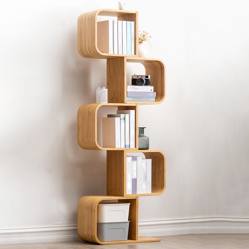 Geometry Bamboo Bookshelf Modern Style Bookcase for Home Office 22" W X 9" D