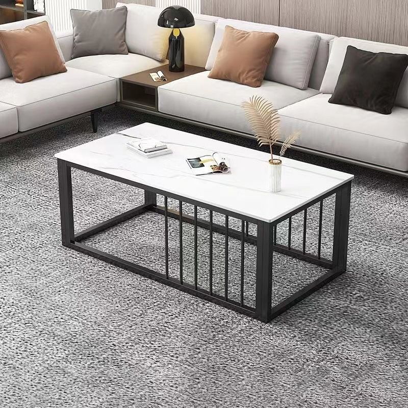 Contemporary Stone Coffee Table Rectangle Frame Coffee Cocktail Table Clearhalo 'Coffee & Accent Tables' 'Coffee Tables' 'coffee_tables' 'furn' 'furn_coffee_tables' 'Furniture' 'Living Room Furniture' 1200x1200_052d2afe-5b5a-438e-911d-466877e00e47