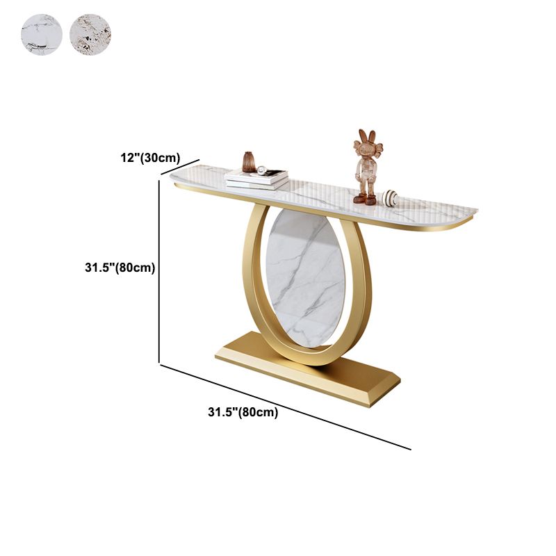 Consola de hierro Glam Slate Table Medio Moon Stain Resistente a la consola resistente a los rasguños