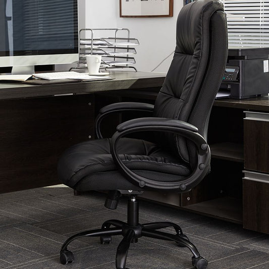 Modern Padded Arms Office Chair Leather Tilt Mechanism Chair with Wheels