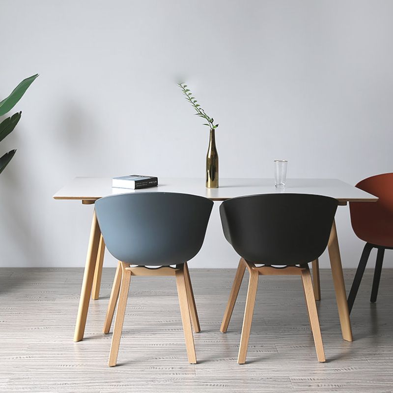 Contemporary Style Plastic Dining Room Chair Kitchen Arm Chair with Wooden Legs Clearhalo ' kitchen&dining_furn' 'Dining Chairs' 'Dining Tables & Seating' 'dining_chair' 'Furniture' 'furniture_dining_chair' 'Kitchen & Dining Furniture' 'kitchen' 1200x1200_052eaebc-0018-4743-b5b6-17b0b92348c3