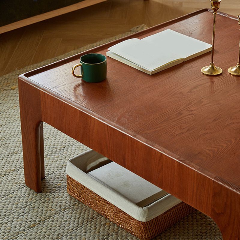 4 Legs Wooden Coffee Table Tray Top Brone Coffee Table 15.7" High