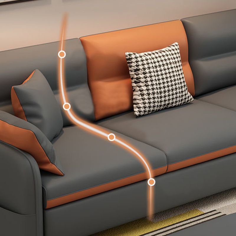 Embedded Armrest Pillow Back Imitation Leather Sofa Bed Sponge/latex Seat Filling Sofa