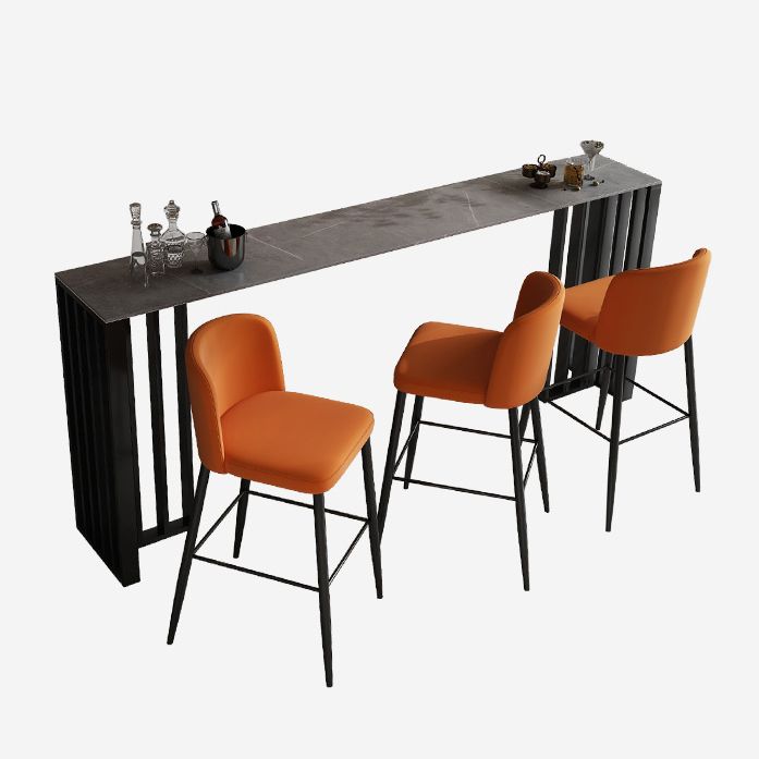 Industrial Stone Cocktail Bar Table Rectangle Double Pedestal Pub Height Dining Table Clearhalo 'Bar Furniture' 'Bar Tables' 'bar_tables' 'furn' 'furn_bar_tables' 'Furniture' 'Kitchen & Dining Furniture' 1200x1200_053209be-bf44-4b57-acdb-e48c6067983a