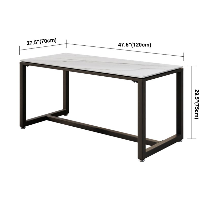 Modern Style White Dining Table Sintered Stone Table with Black Frame for Dining Room Clearhalo ' dining_table' 'Dining Tables & Seating' 'Dining Tables' 'furn' 'furn_dining_table' 'Furniture' 'furniture_dining_table' 'Kitchen & Dining Furniture' 'kitchen&dining_furn' 'kitchen' 'kitchen_dining_table' 1200x1200_0532e43b-e18d-4026-90af-358889d107a2