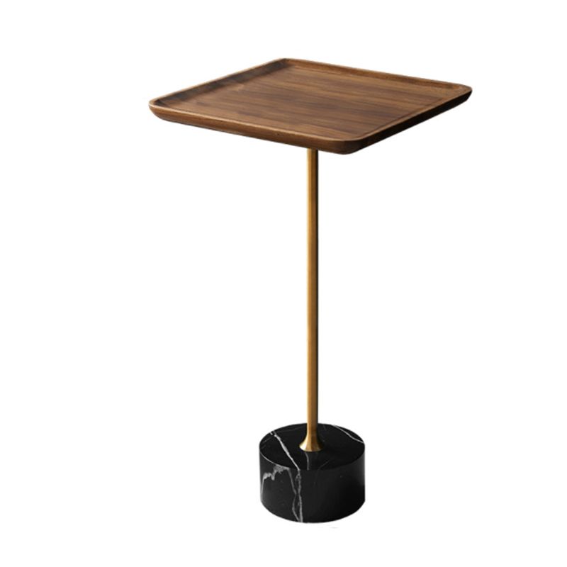 Mid-Century Modern Solid Wood Top End Table Marble Pedestal Sofa Side Table