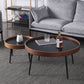 French Country Style Cocktail Table Walnut/black Solid Wood Round Coffee Table Clearhalo 'Coffee & Accent Tables' 'Coffee Tables' 'coffee_tables' 'furn' 'furn_coffee_tables' 'Furniture' 'furniture_coffee_tables' 'Living Room Furniture' 1200x1200_0534cb52-0ea5-414a-8d39-8f22d4aa1fe1