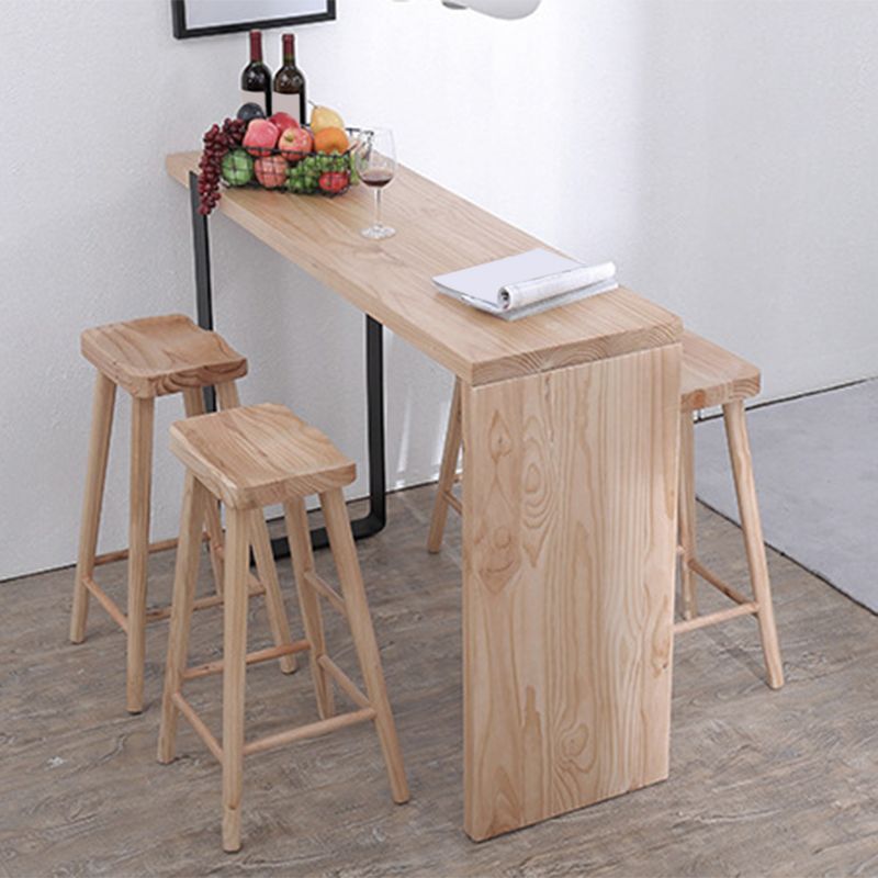 Modern Solid Wood Counter Stool Backless Bar Stool with Footrest