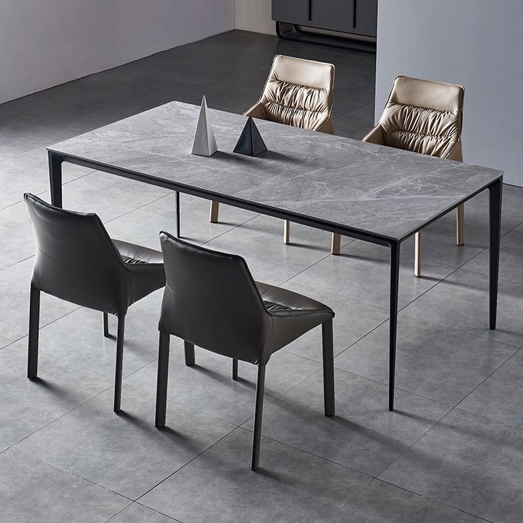 Industrial Style Sintered Stone Dining Table Aviation Aluminum Base Rectangle Table for Home Clearhalo ' dining_table' 'Dining Tables & Seating' 'Dining Tables' 'Furniture' 'furniture_dining_table' 'Kitchen & Dining Furniture' 'kitchen&dining_furn' 'kitchen' 'kitchen_dining_table' 1200x1200_0539b862-c499-4a19-863f-6ca7c356a72d