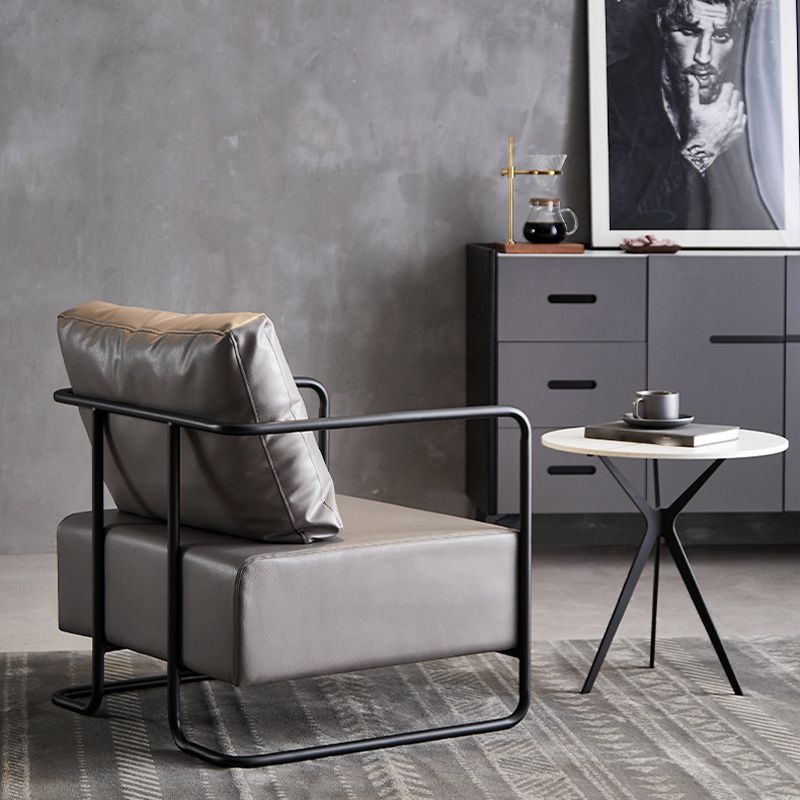 Contemporary Bonded Leather with Pillow Track Arms Accent Armchair Clearhalo 'Accent Chairs' 'accent_chairs' 'Chairs & Seating' 'furn' 'furn_accent_chairs' 'Furniture' 'Living Room Furniture' 1200x1200_053a04c9-24f2-425b-8b1b-dca6bd796268